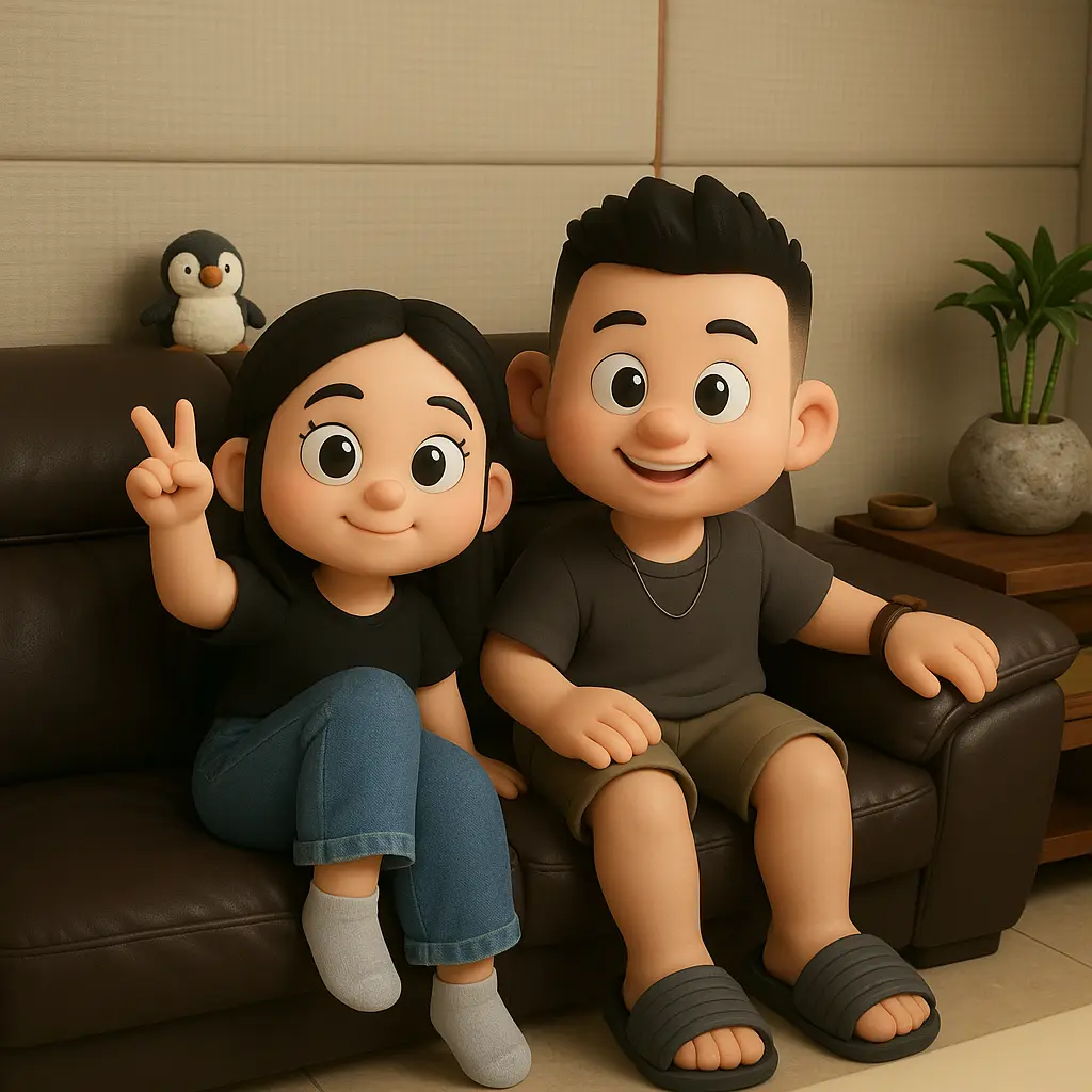 couple ai photo with 3d Q version style created by heyimg.net